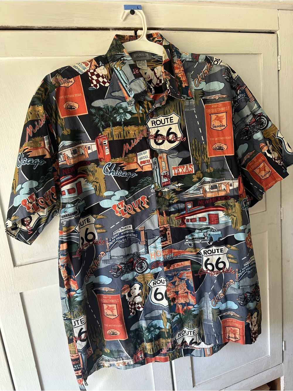 Vintage Route 66 Hawaiian Shirt High Seas Trading CO.      - -Made In USA